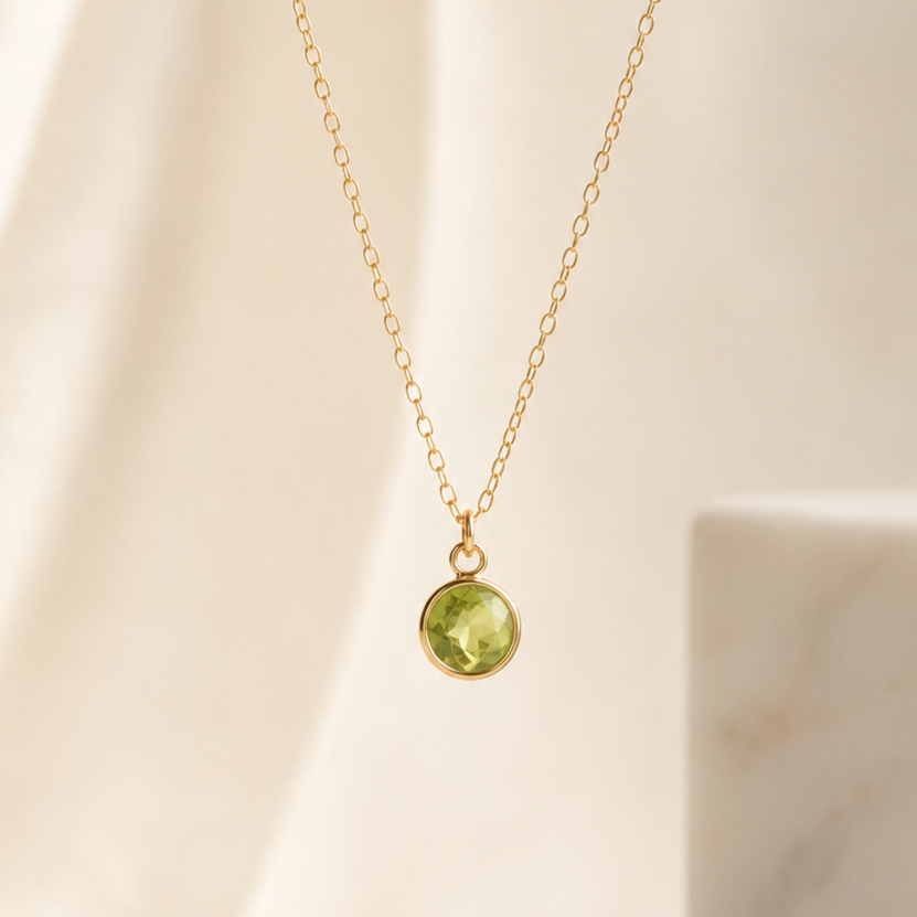ペリドットの一粒ネックレス 6mm
