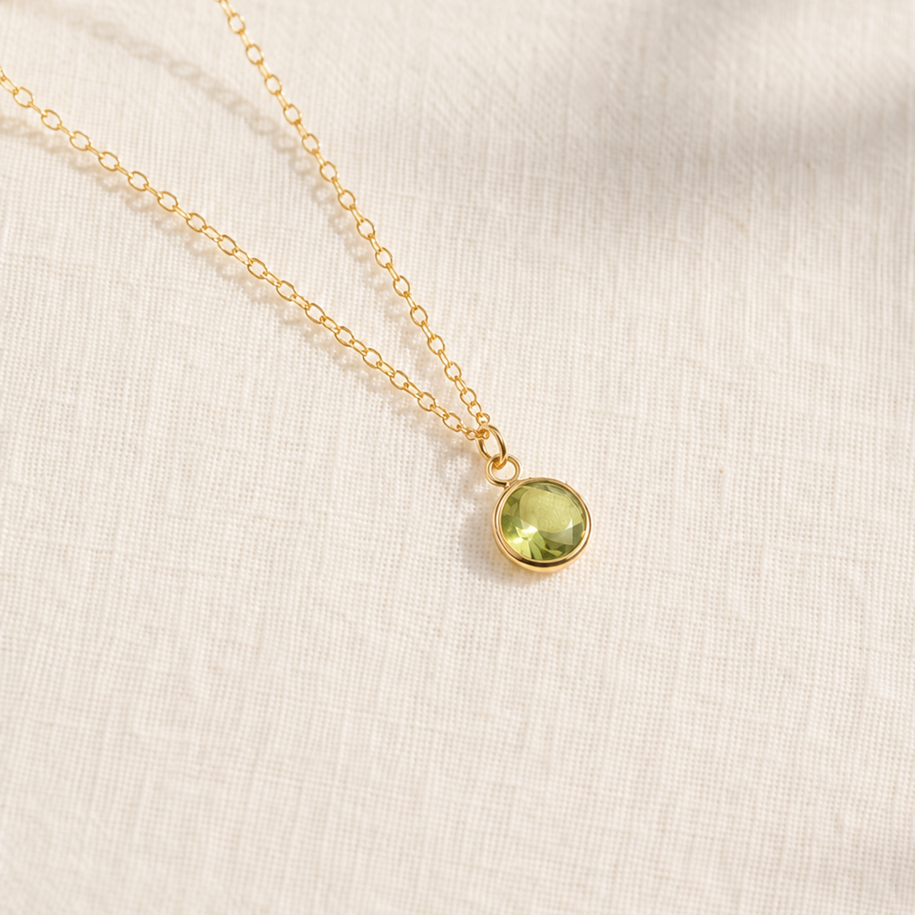 ペリドットの一粒ネックレス 6mm